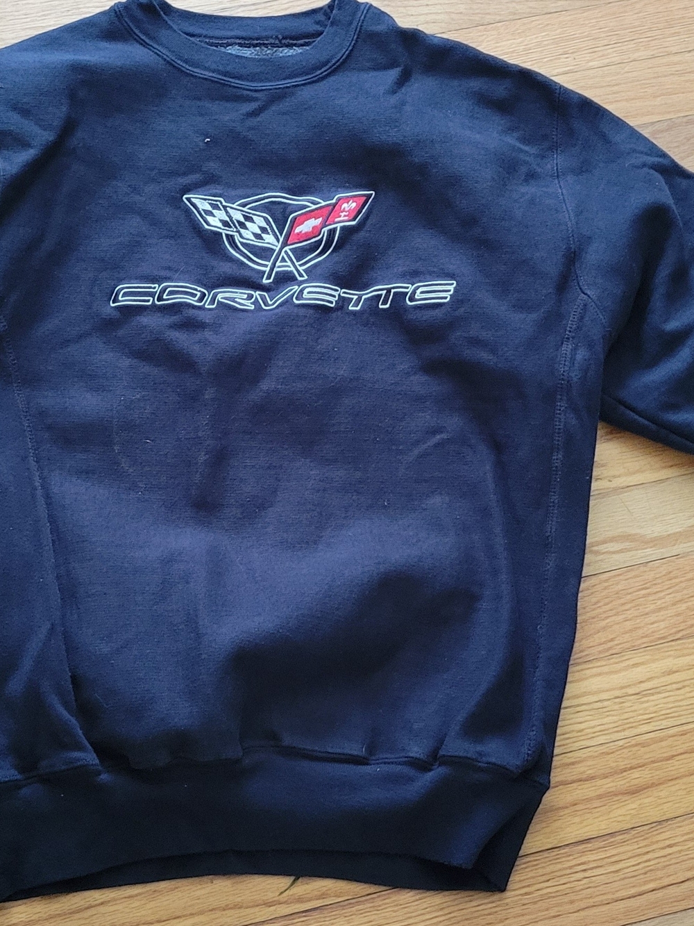 Steve & Barry's Vintage Black Corvette Crewneck Sweatshirt Stitched